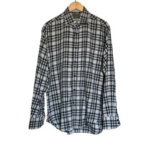 Thomas Dean Mens Blue Check Long Sleeve Button Down Size Large